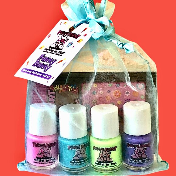 Piggy Paint Non-toxic Girls Nail Polish Funny Bunny Water Based 4 Gift Pack NEW - Picture 3 of 7